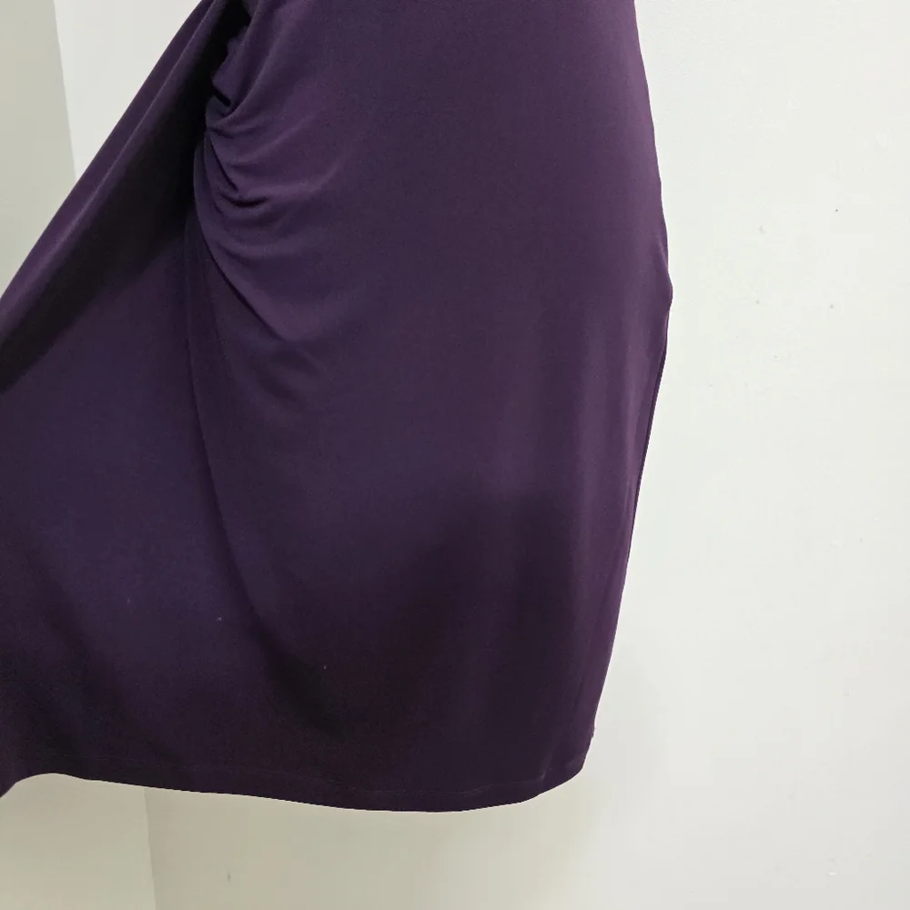 CALVIN KLEIN size 6 Stretch‎ Zip Ruched One Shoulder Embellished Dress Purple